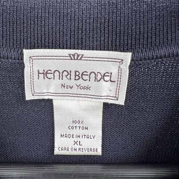 Henri Bendel Italy Navy Blue Cotton Short Sleeve Collar Sweater - Picture 4 of 4